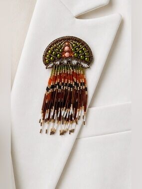 Handmade Beaded Jellyfish Brooch